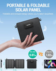 Foldable Solar Panel Charger with USB-C & USB-A Outputs