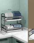 2-Tier Compact Kitchen Dish Rack and Storage Organizer