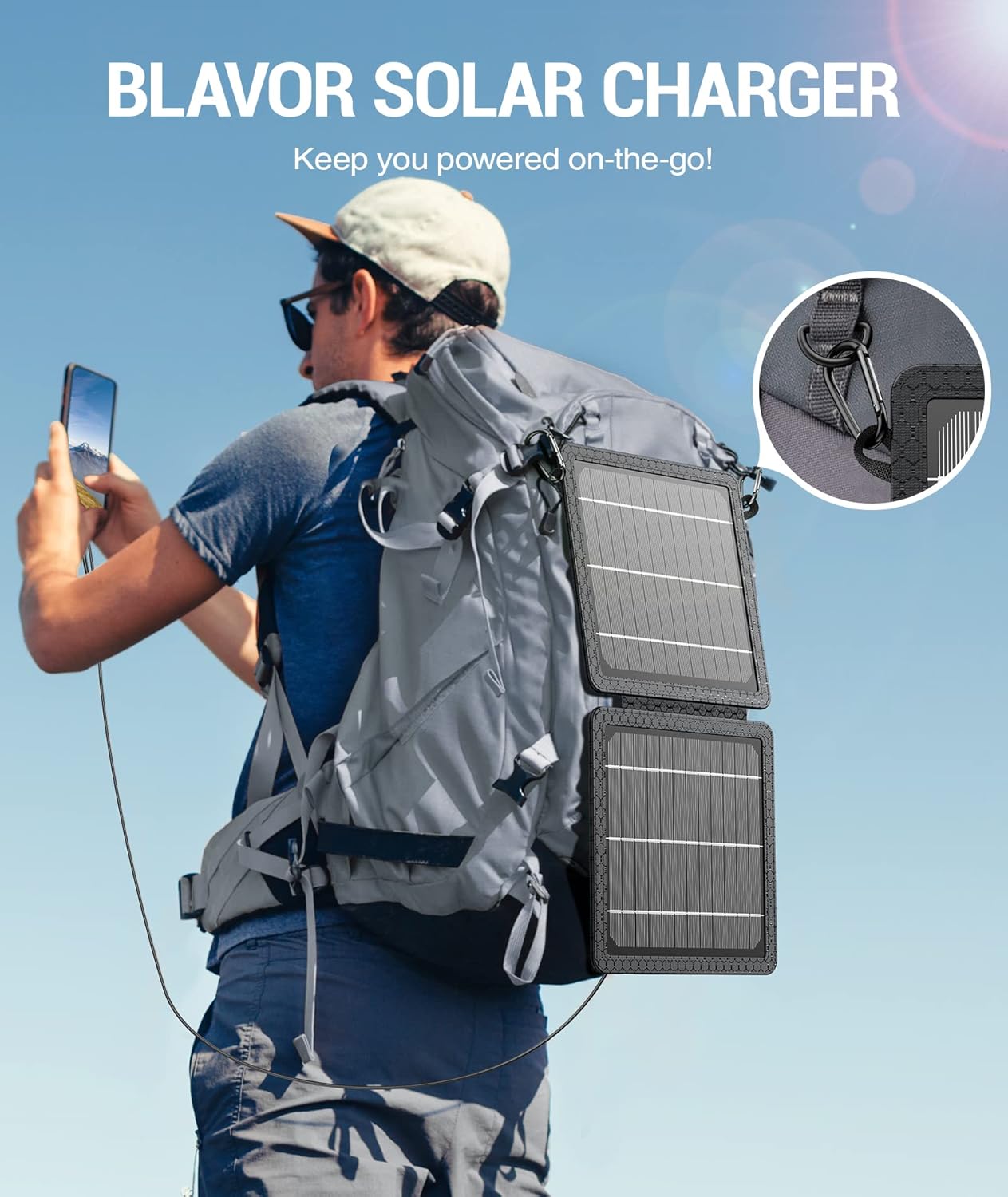 Foldable Solar Panel Charger with USB-C &amp; USB-A Outputs