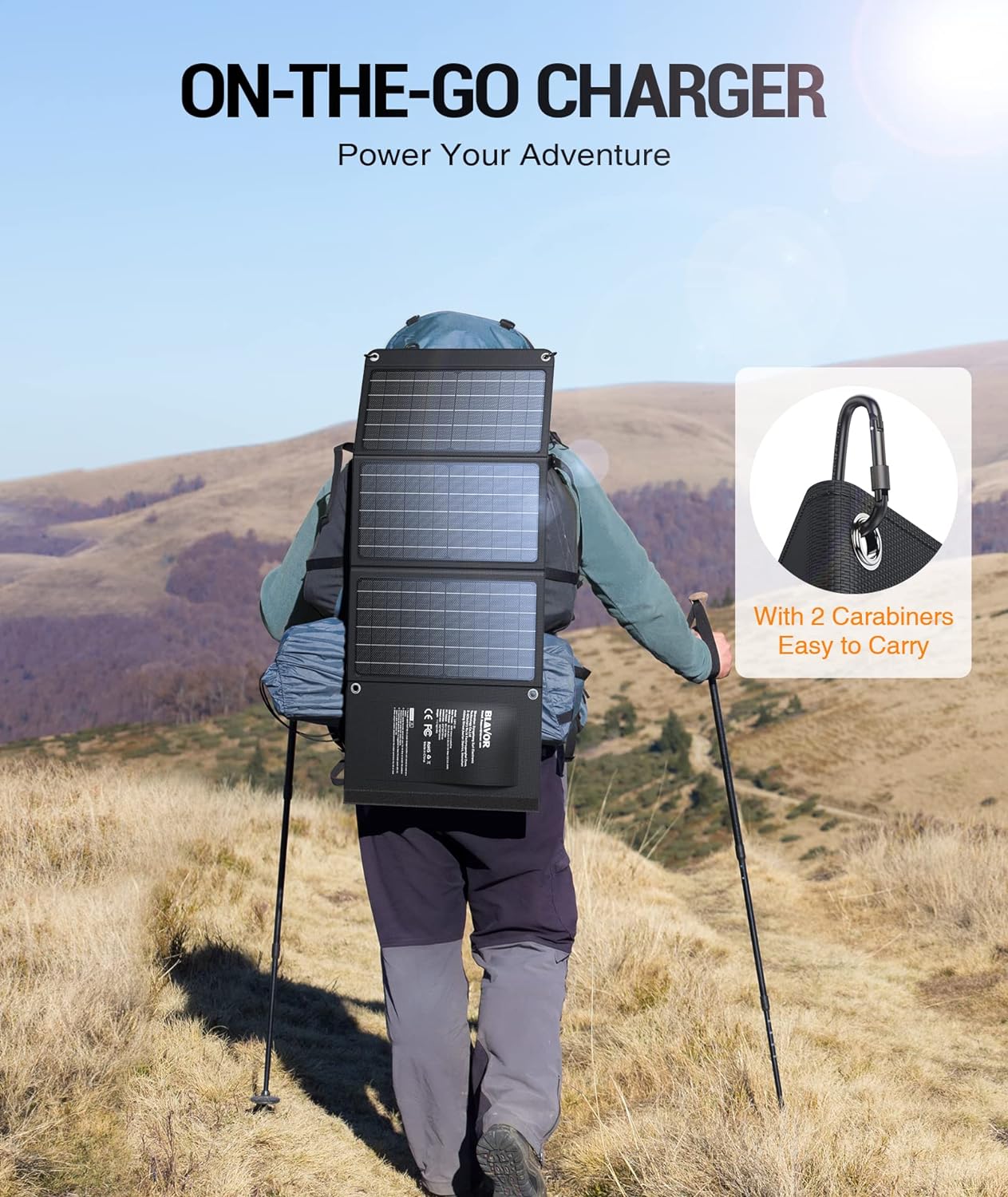 Foldable Solar Panel Charger with USB-C &amp; USB-A Outputs