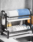 2-Tier Compact Kitchen Dish Rack and Storage Organizer